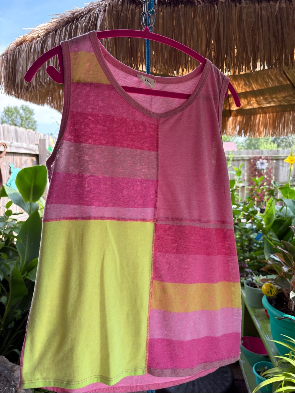 BiBi Bright Pink Striped Sleeveless Tank